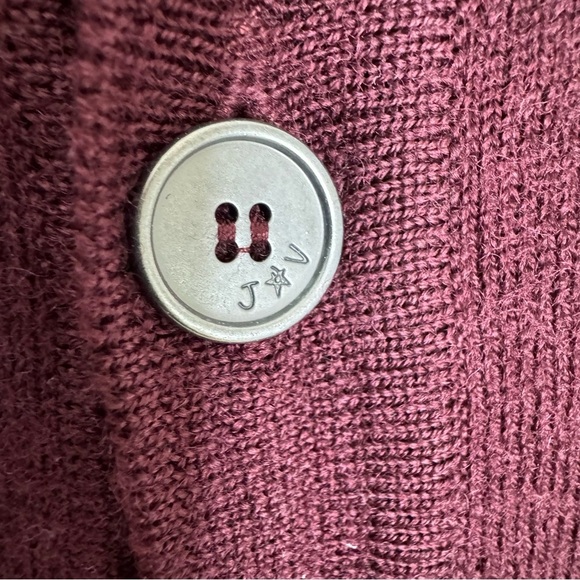 John Varvatos Luxe Wool Button Front Collared Sweater Cardigan Burgundy Size L - Picture 9 of 10